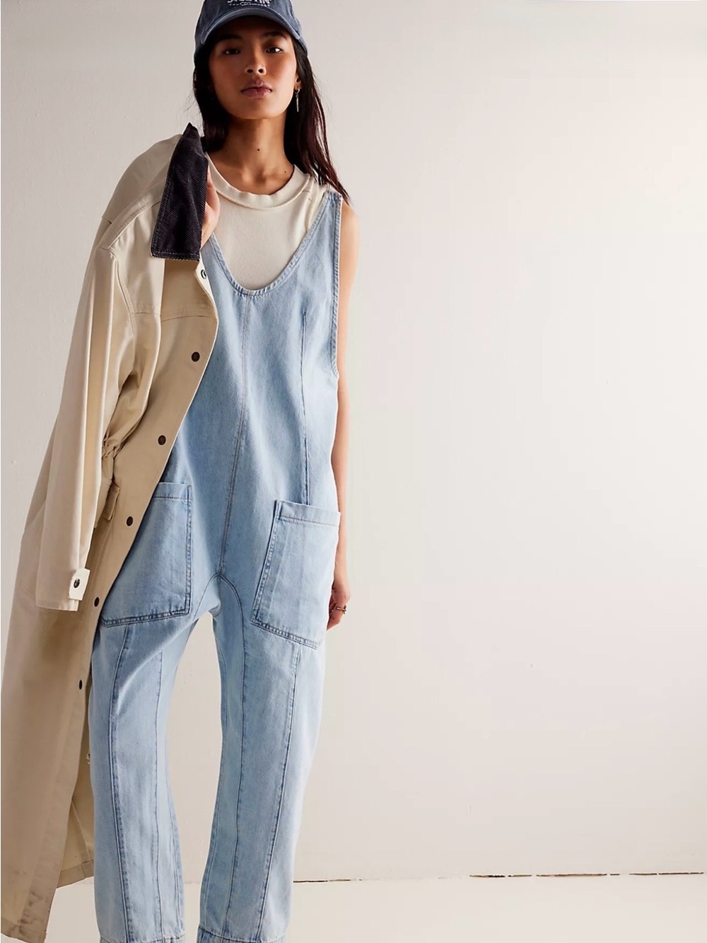 Free People High Roller Jumpsuit - Light Wash